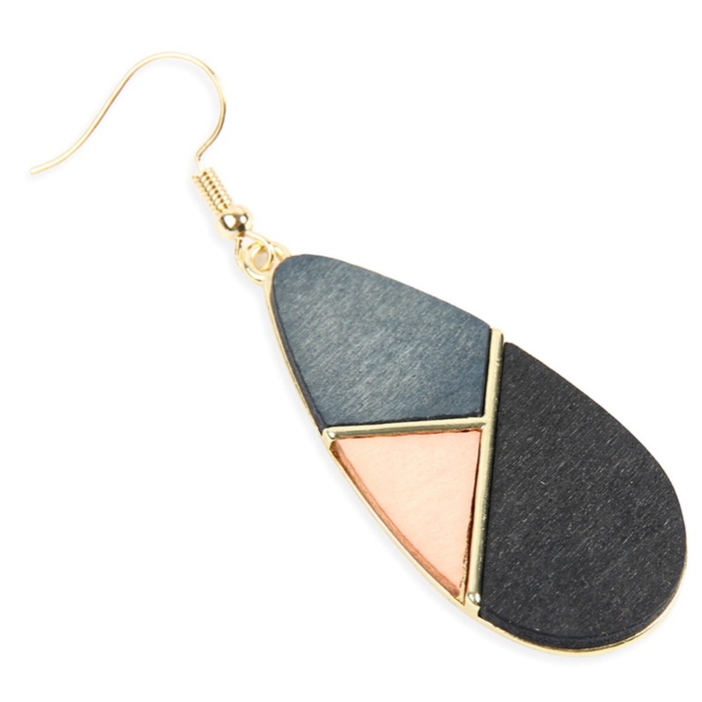 NWT Geometric Teardrop Chic Color Block Earrings - Picture 2 of 3